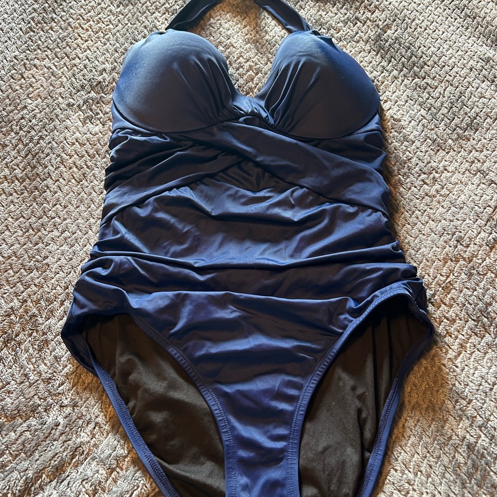 Victoria's Secret Dark Navy Halter One-Piece Swimsuit